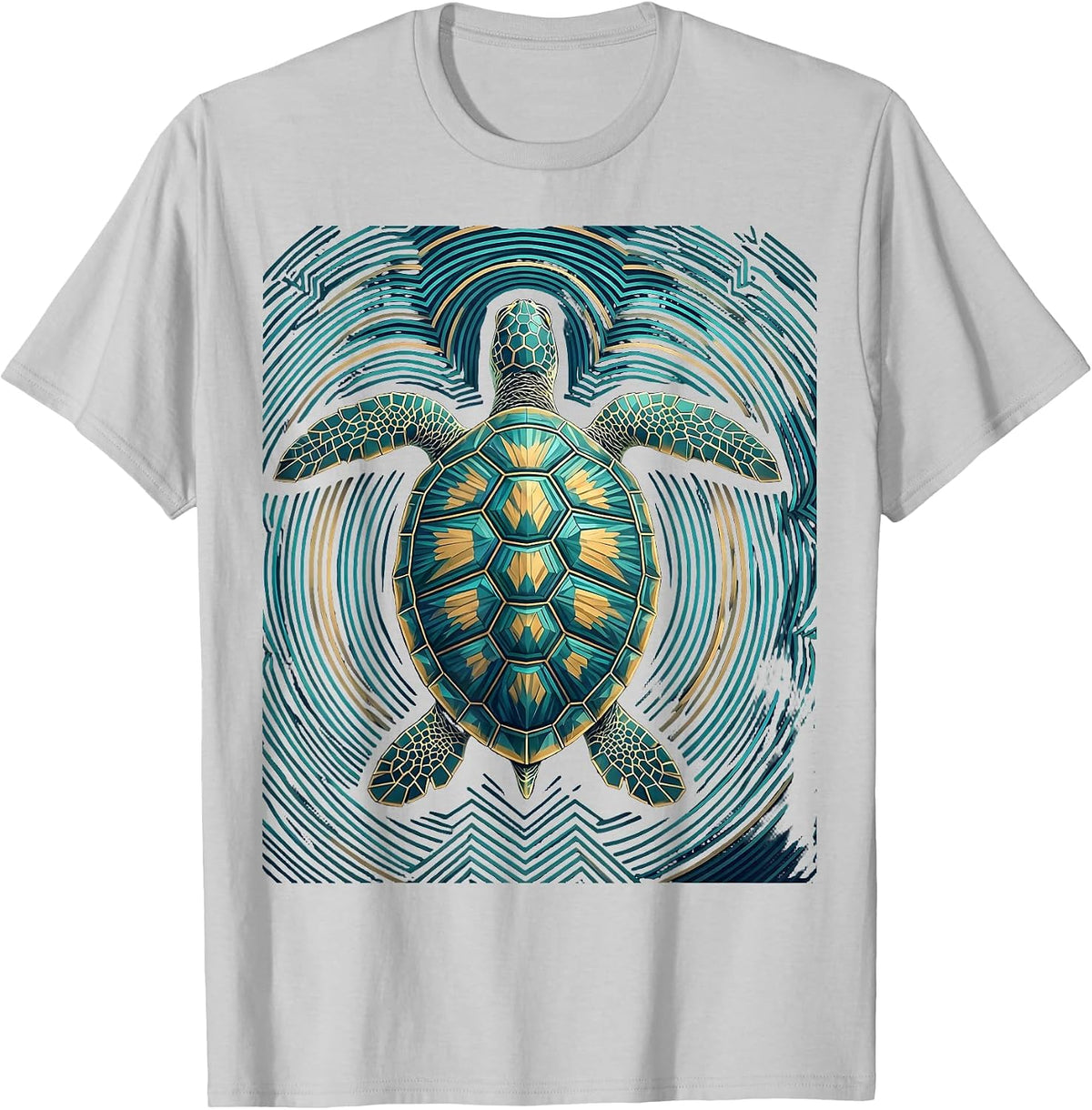 Men's Turtle Floating on Calm Ocean Surface T-Shirt - Silver Grey