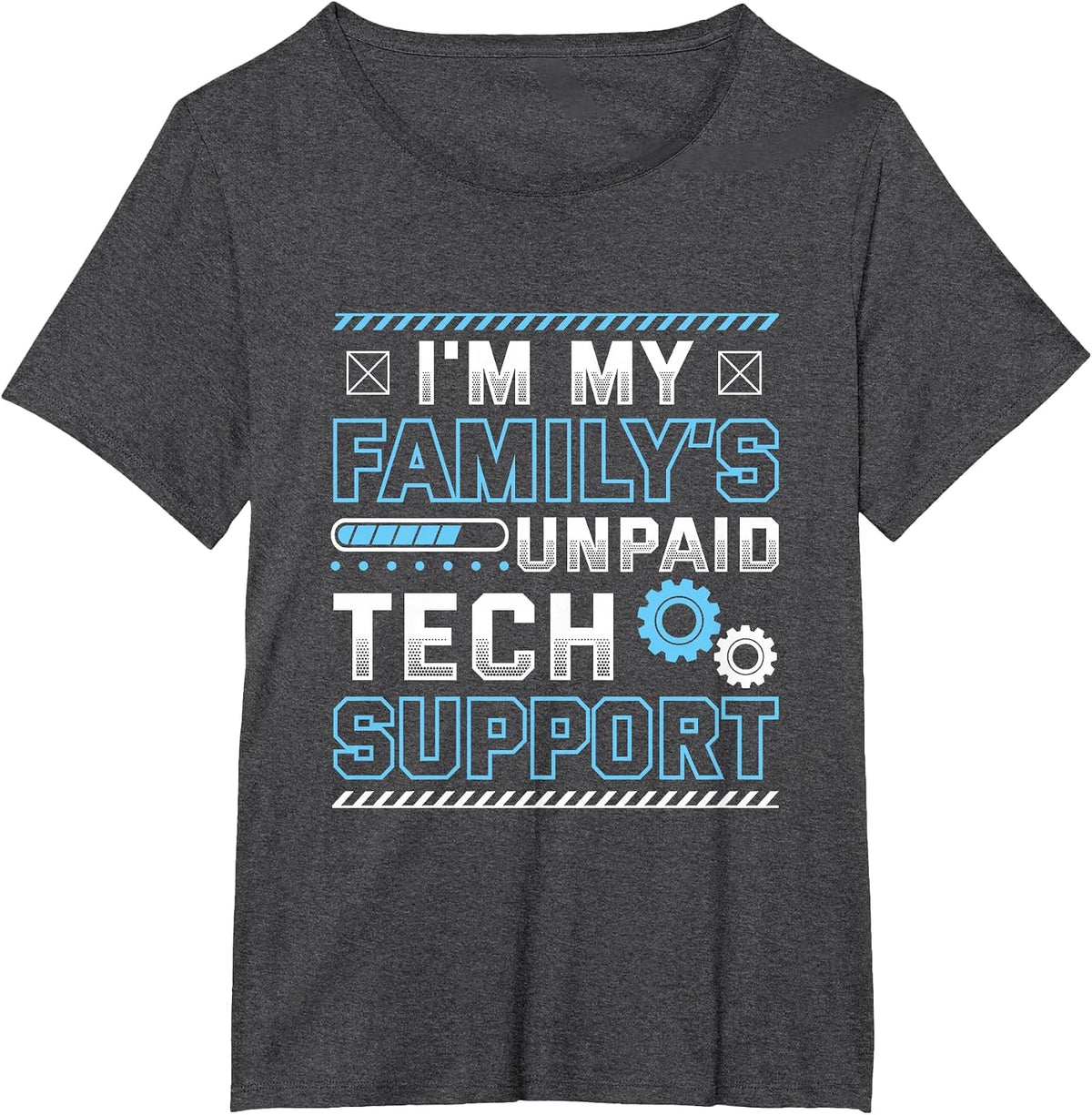 Funny I'm My Family's Unpaid Tech Support T-Shirt - Dark Heather Grey
