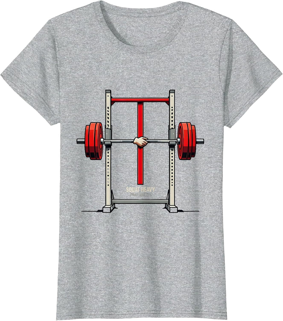 Women's Squat Heavy, Pray Quietly Geometric Christian Gym Faith T-Shirt - Heather Grey