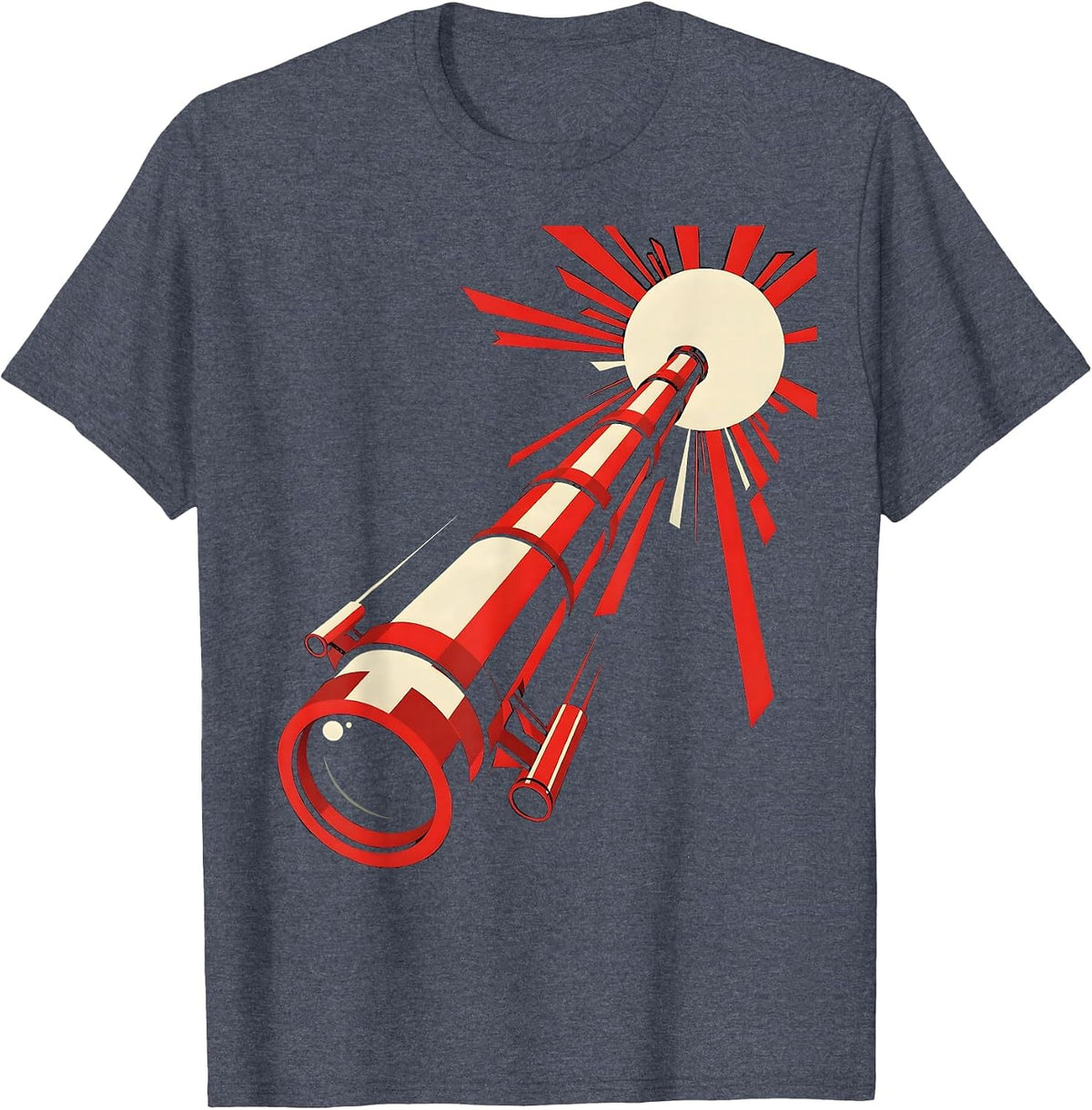 Telescope Stargazing Astronomy Illustration T-Shirt - Heather Blue