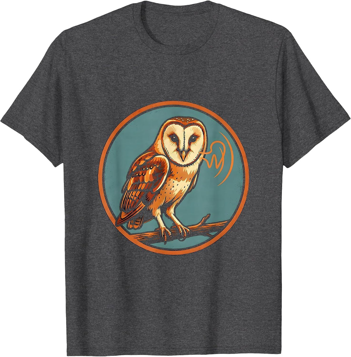 Men's Sealed Barn Owl Badge Eco-Friendly Bird Lover Novelty T-Shirt - Dark Heather Grey
