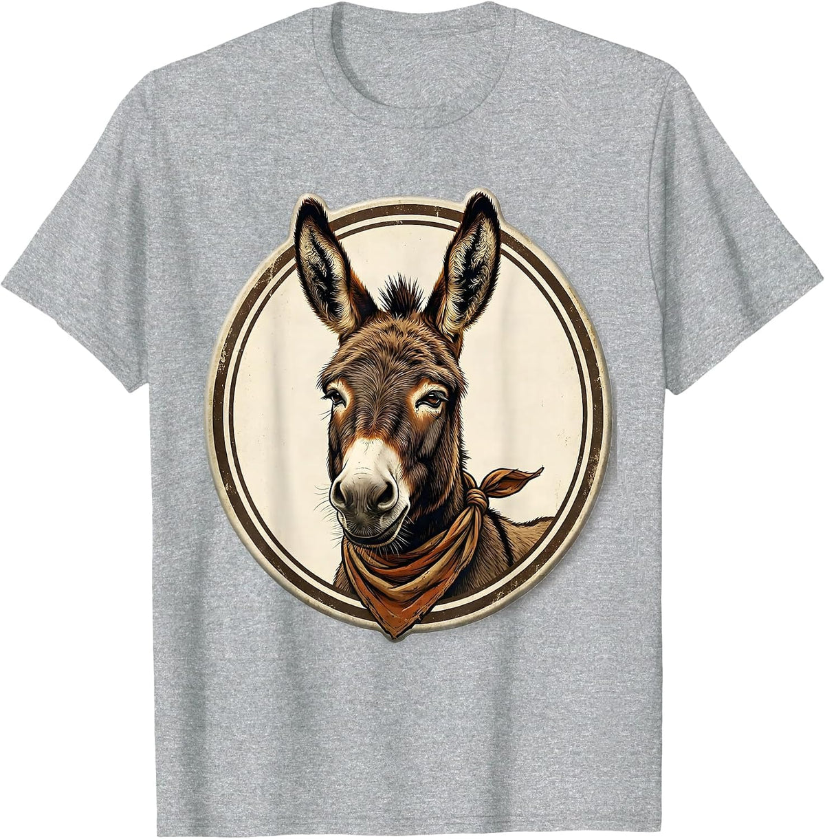Men's Sealed Donkey Portrait Vintage Animal Lover Halloween Humor T-Shirt - Heather Grey