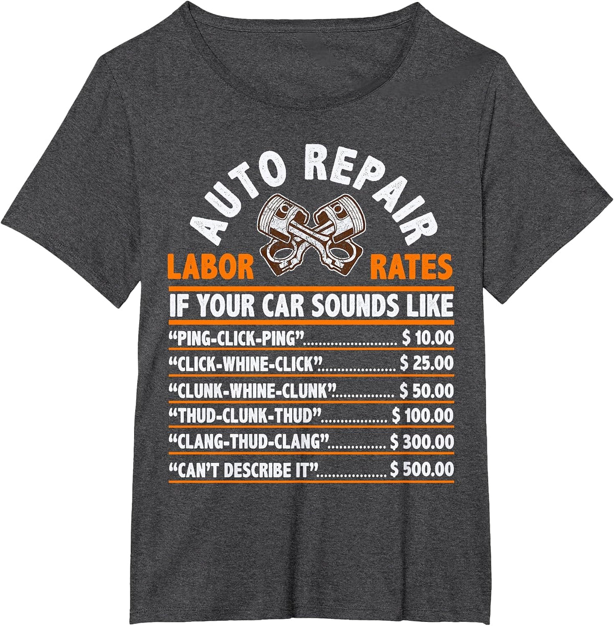 Funny Auto Mechanic Hourly Rate Car Mechanic Labor Rates T-Shirt - Dark Heather Grey