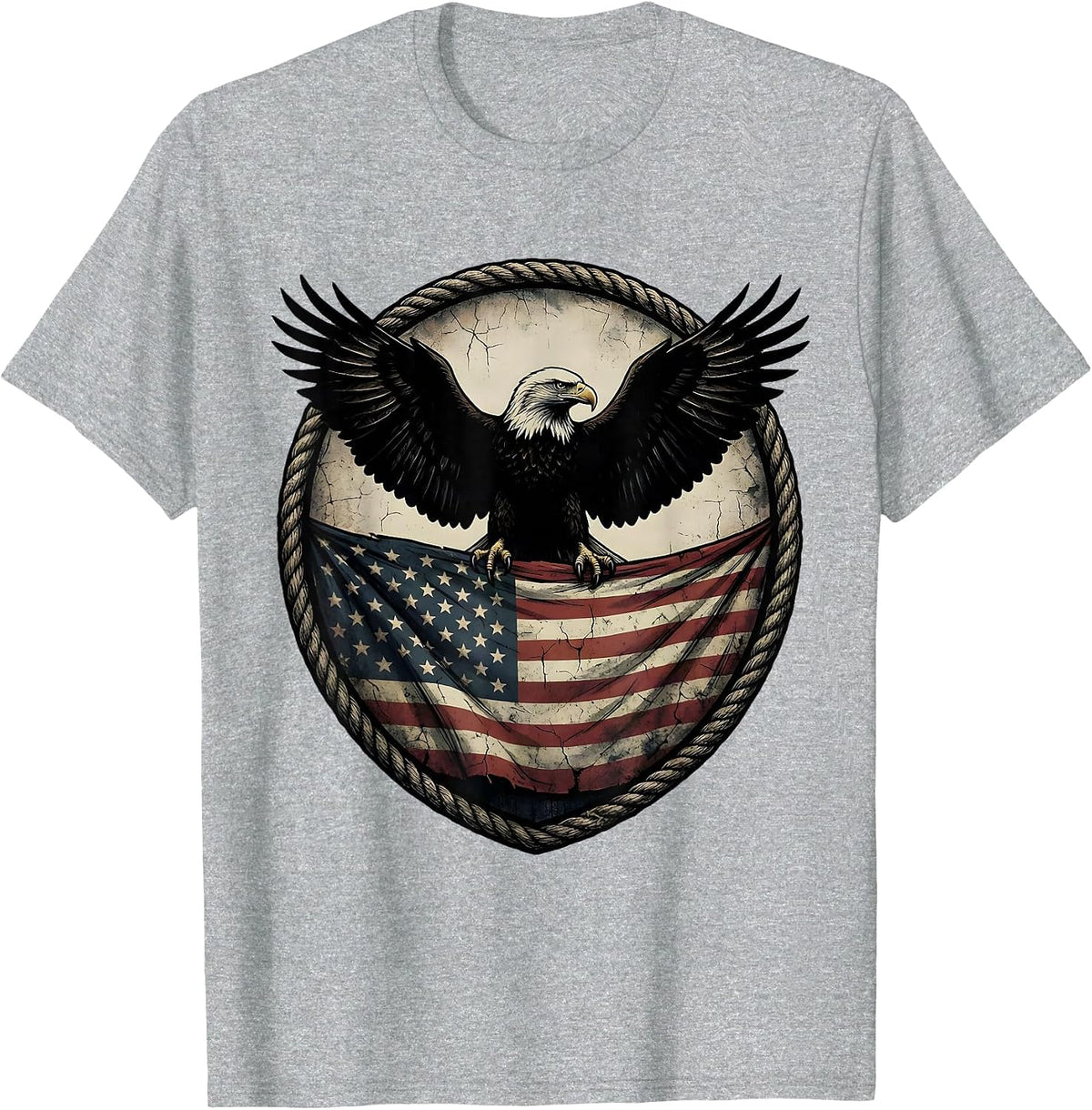 Men's Bald Eagle American Flag Patriotic Graphic T-Shirt - Heather Grey