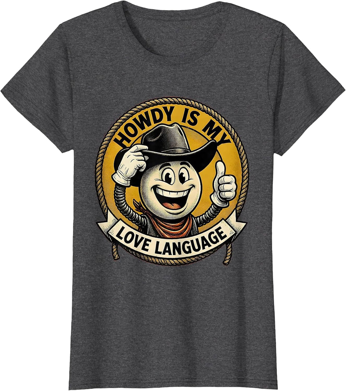 Women's Howdy Is My Love Language Western Design T-Shirt - Dark Heather Grey