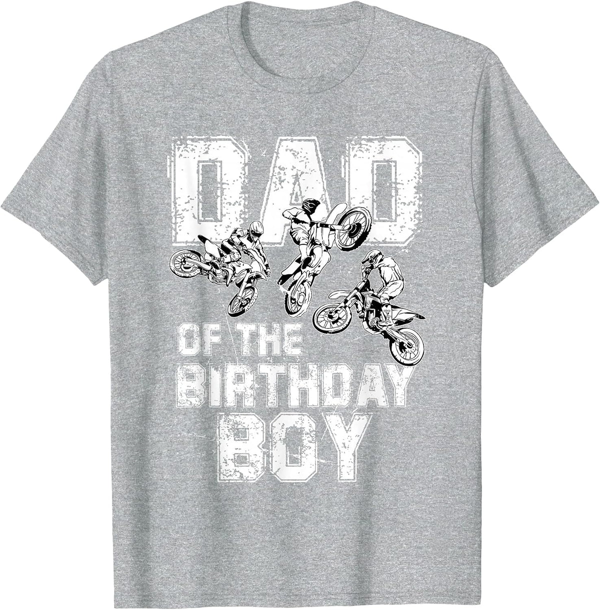 Dad of The Birthday Boy Dirt Bike Motorcycle T-Shirt - Heather Grey