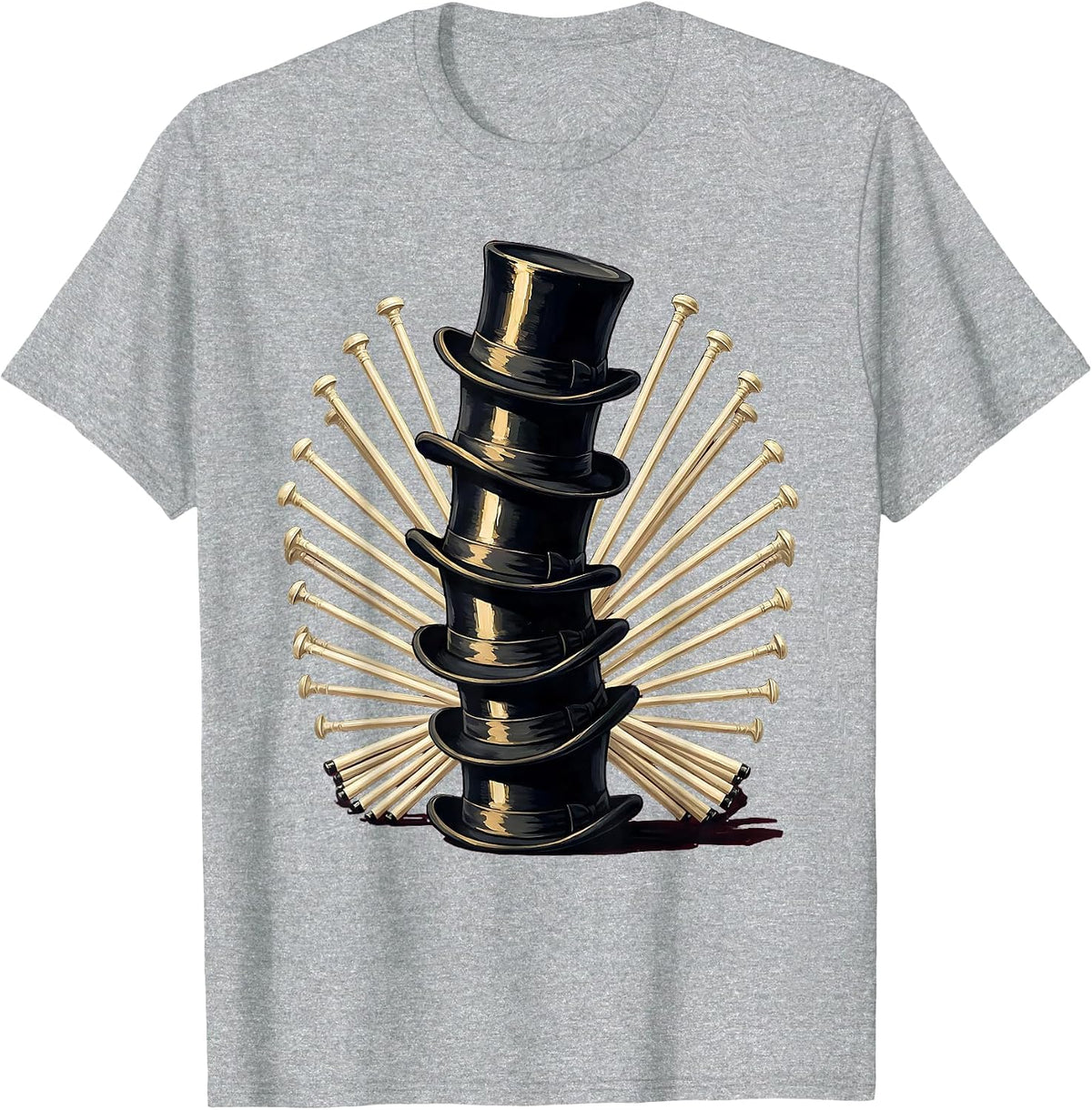 Men's Showgirl Era Chorus Top Hats and Canes Graphic T-Shirt - Heather Grey