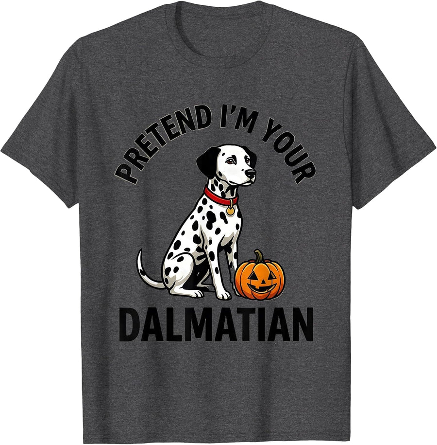 Men's Pretend I'm Your Dalmatian Funny Dalmatian Costume Halloween T-Shirt - Dark Heather Grey