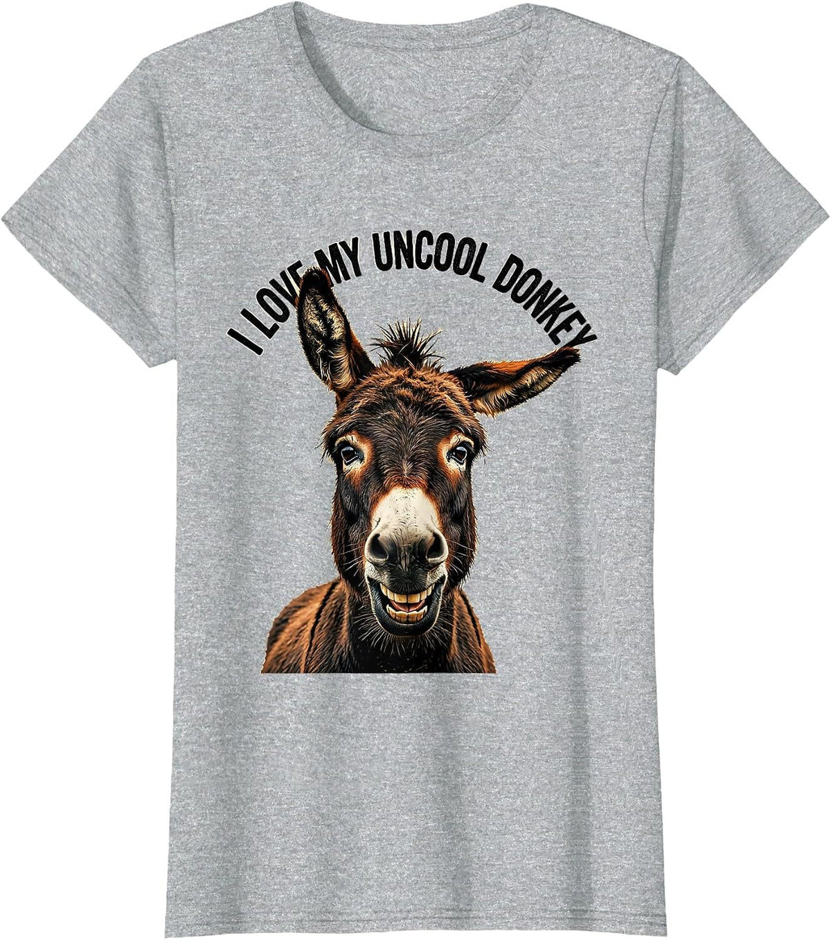 Women's I Love My Uncool Donkey Funny Animal Humor Donkey Lover T-Shirt - Heather Grey