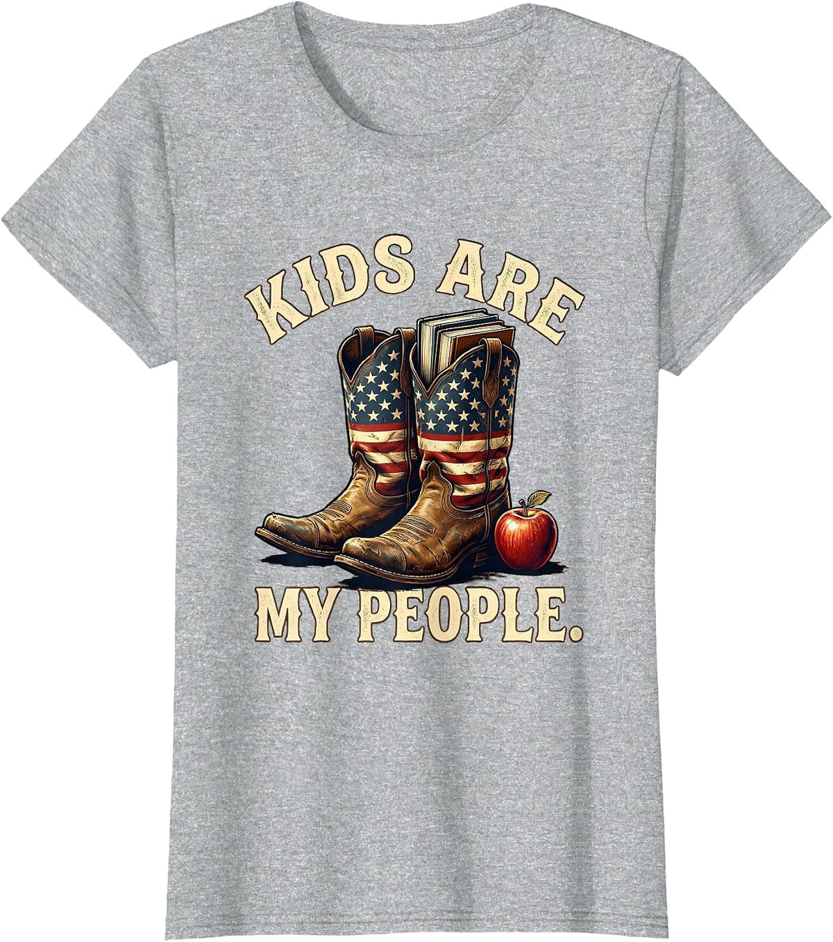 Kids Are My People Elementary Teacher Design T-Shirt - Heather Grey