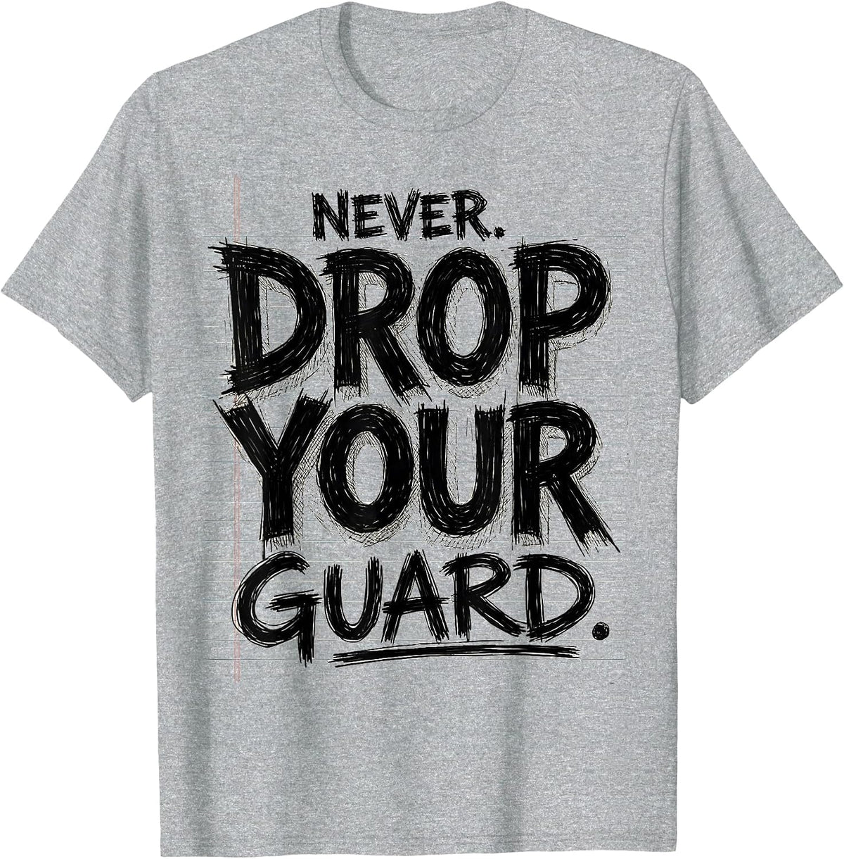 Men's Never Drop Your Guard Boxing Graphic Design T-Shirt - Heather Grey