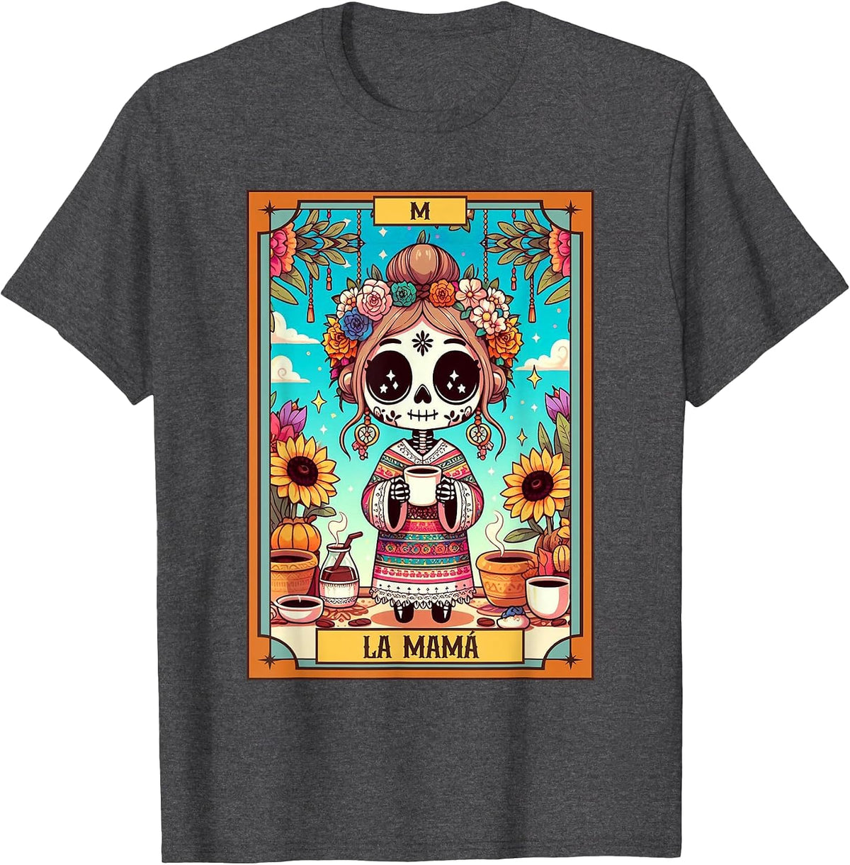Mexican Mom Latina Spanish Mother’s Day La Mama Tarot Card T-Shirt - Dark Heather Grey