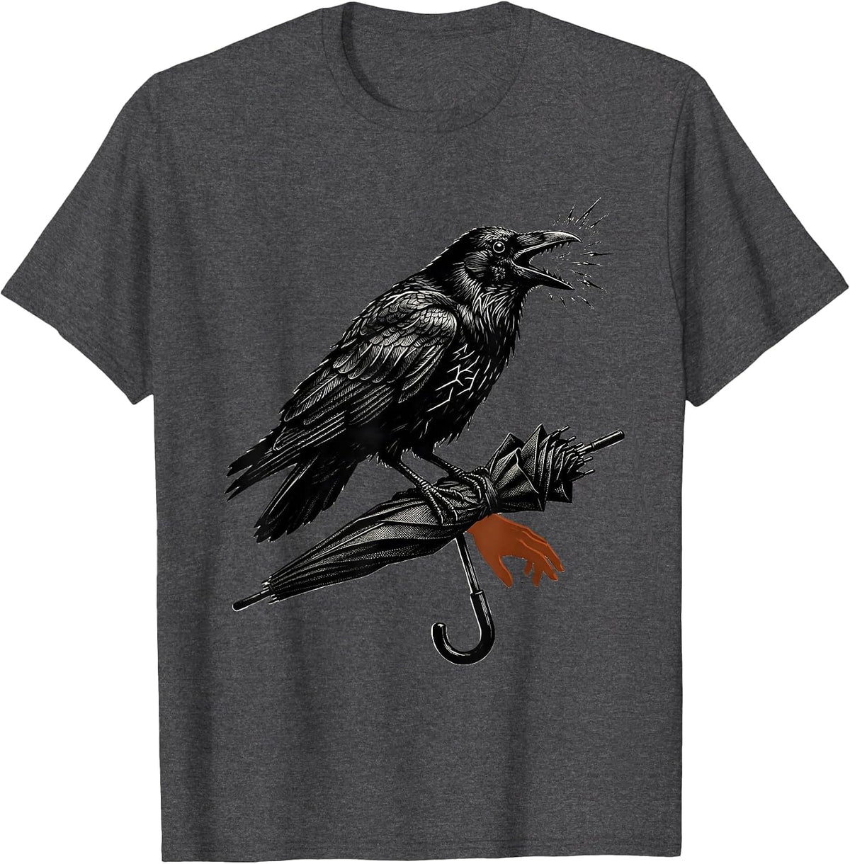 F-Caw-F Crow Dark Humor Gothic Raven Halloween T-Shirt - Dark Heather Grey