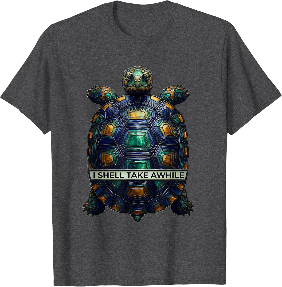 I Shell Take Awhile Funny Tortoise Lover Pet Owner Humor T-Shirt - Dark Heather Grey