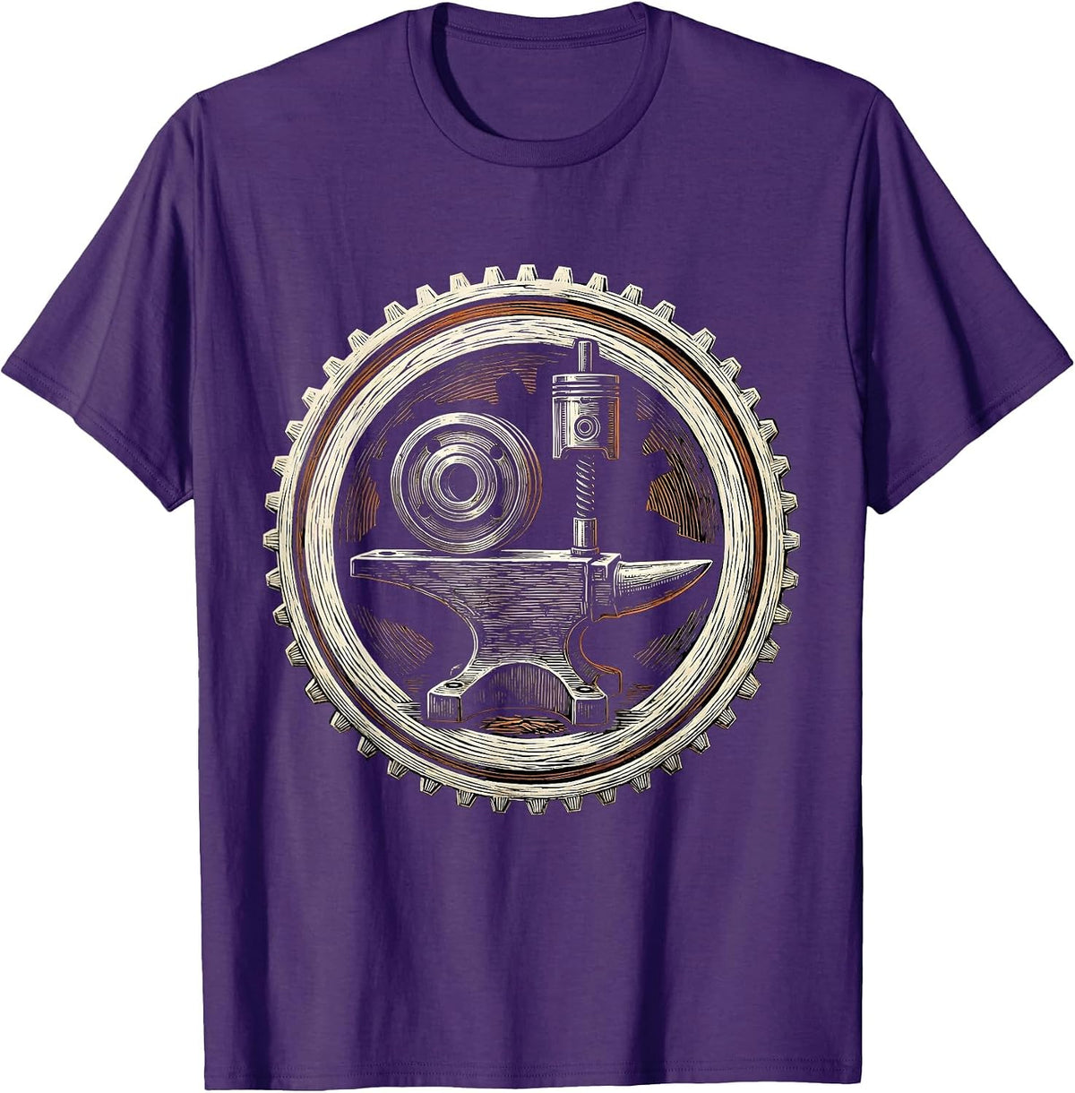 Valley Forge Automotive Drum Piston Anvil Graphic T-Shirt - Purple