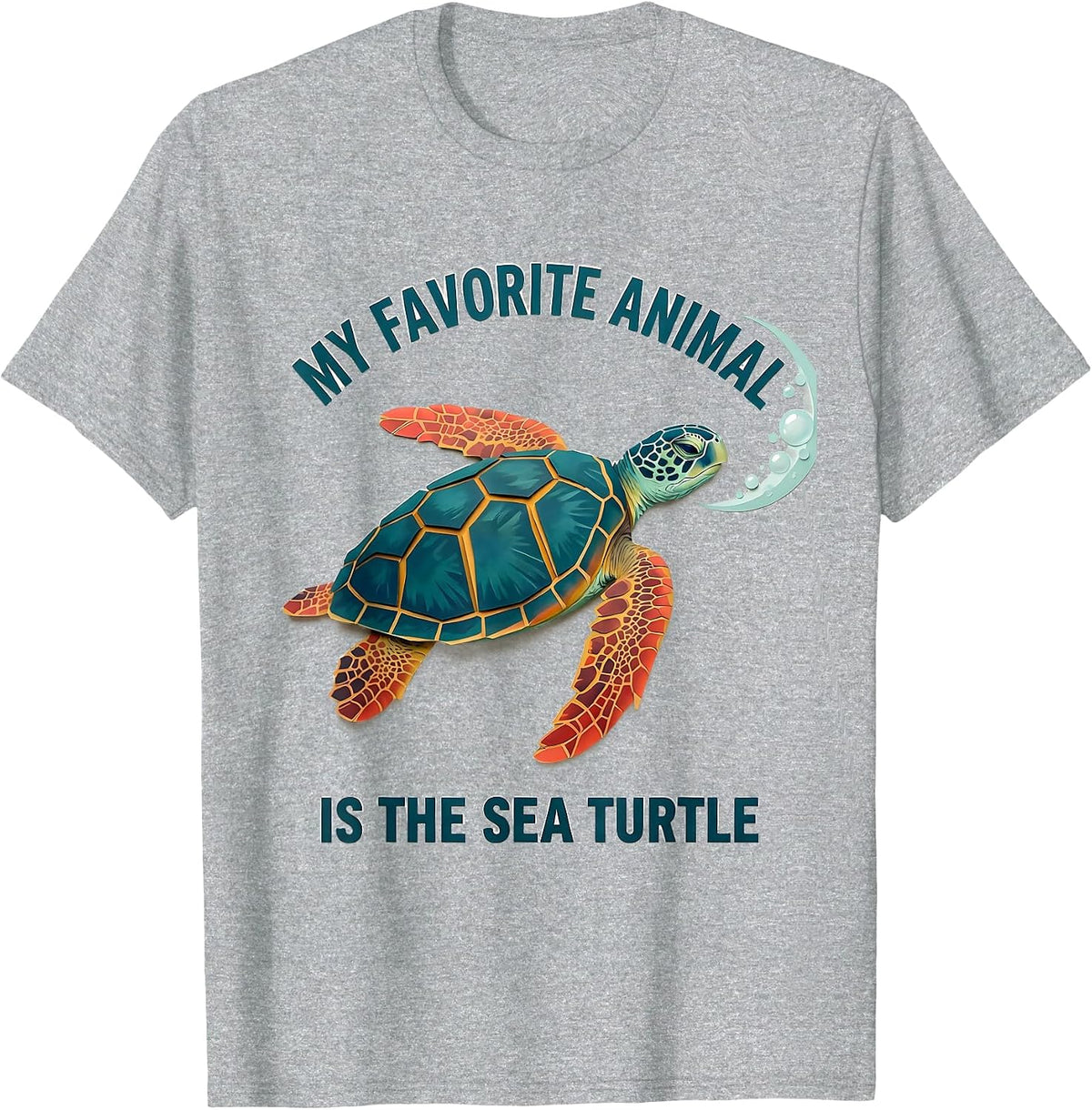 Men's My Favorite Animal Is The Sea Turtle Paper Cutout Ocean T-Shirt - Heather Grey