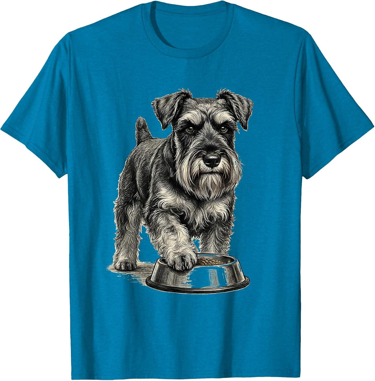 Miniature Schnauzer Guarded Food Bowl Humor T-Shirt - Sapphire Blue