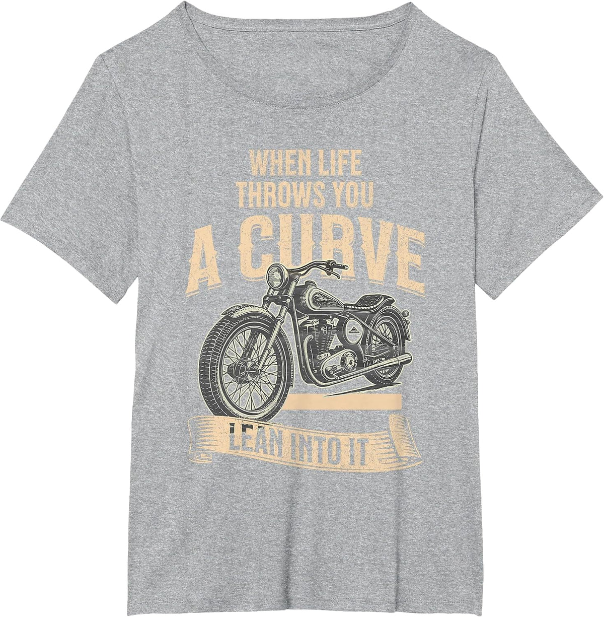 When Life Throws You A Curve Funny Motorcycle Biker Men T-Shirt - Heather Grey