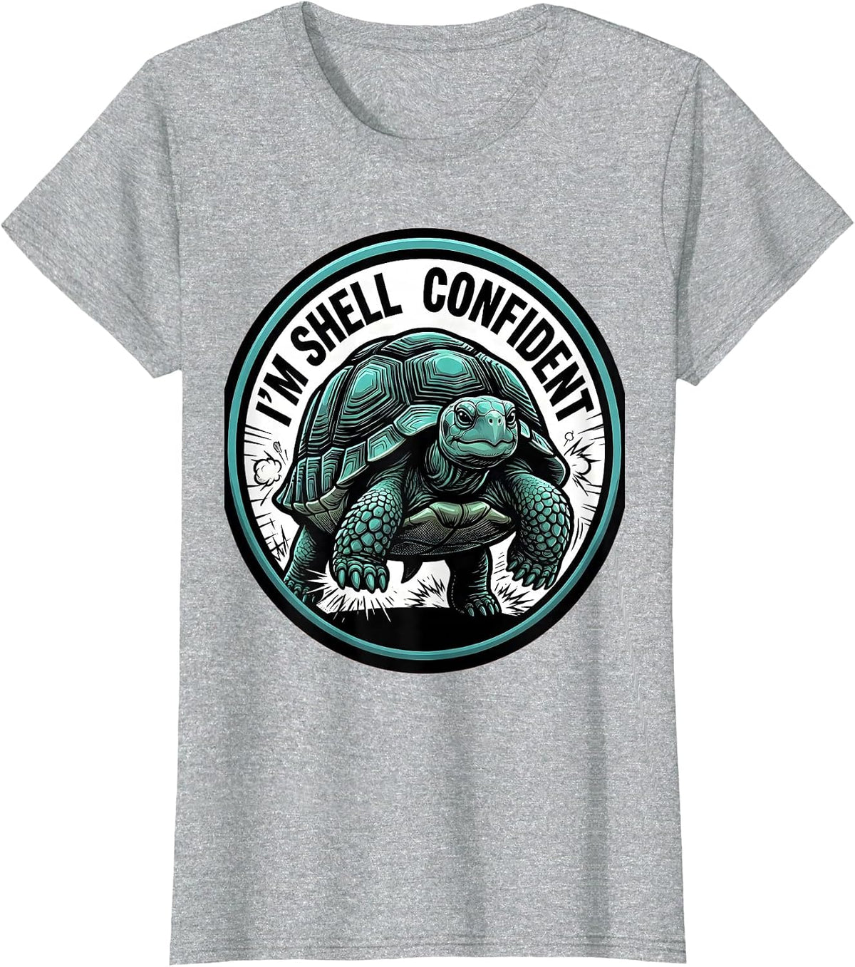 Women's I'm Shell Confident Comic Book Funny Turtle Lover Pet Owner T-Shirt - Heather Grey