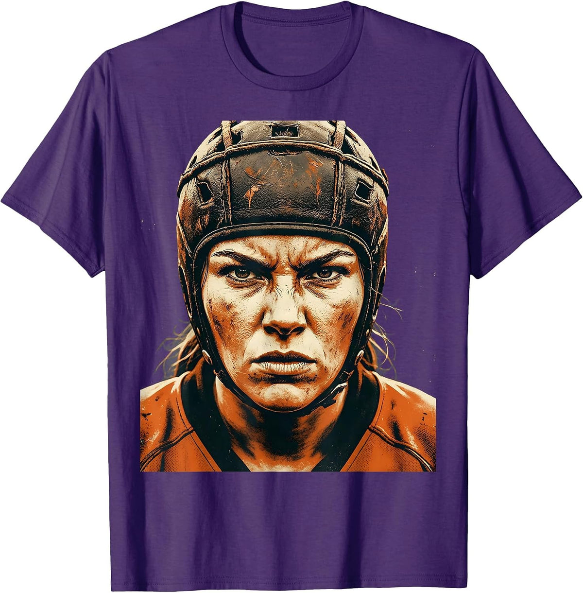 Rugby Player Focused Headguard Illustration T-Shirt - Purple