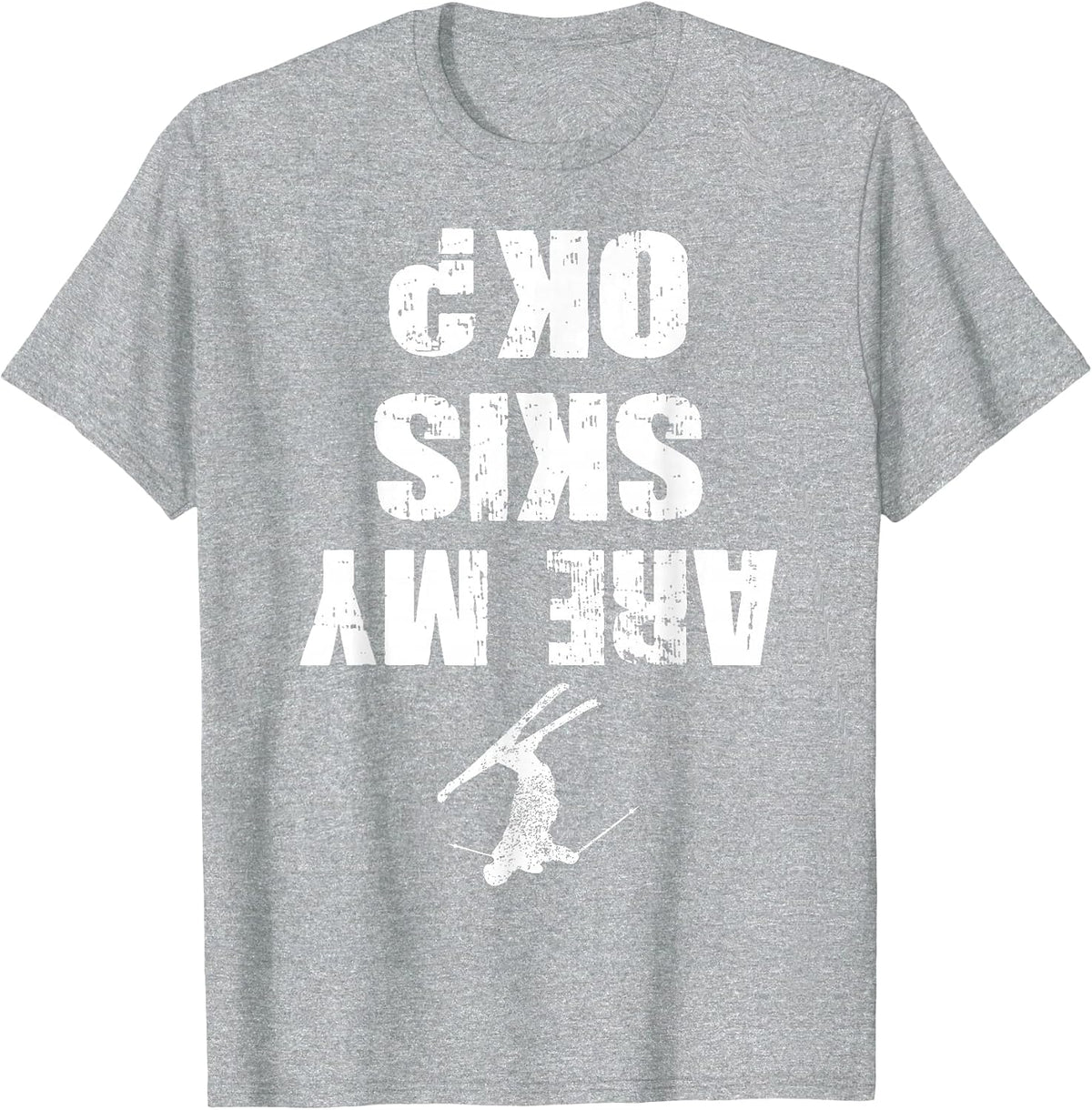 Funny Ski Tee Distressed Skiing Winter Sports Ski Lover T-Shirt - Heather Grey