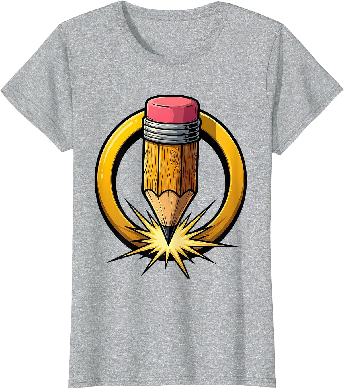 Math Teacher Acute Angle Pencil Graphic T-Shirt - Heather Grey