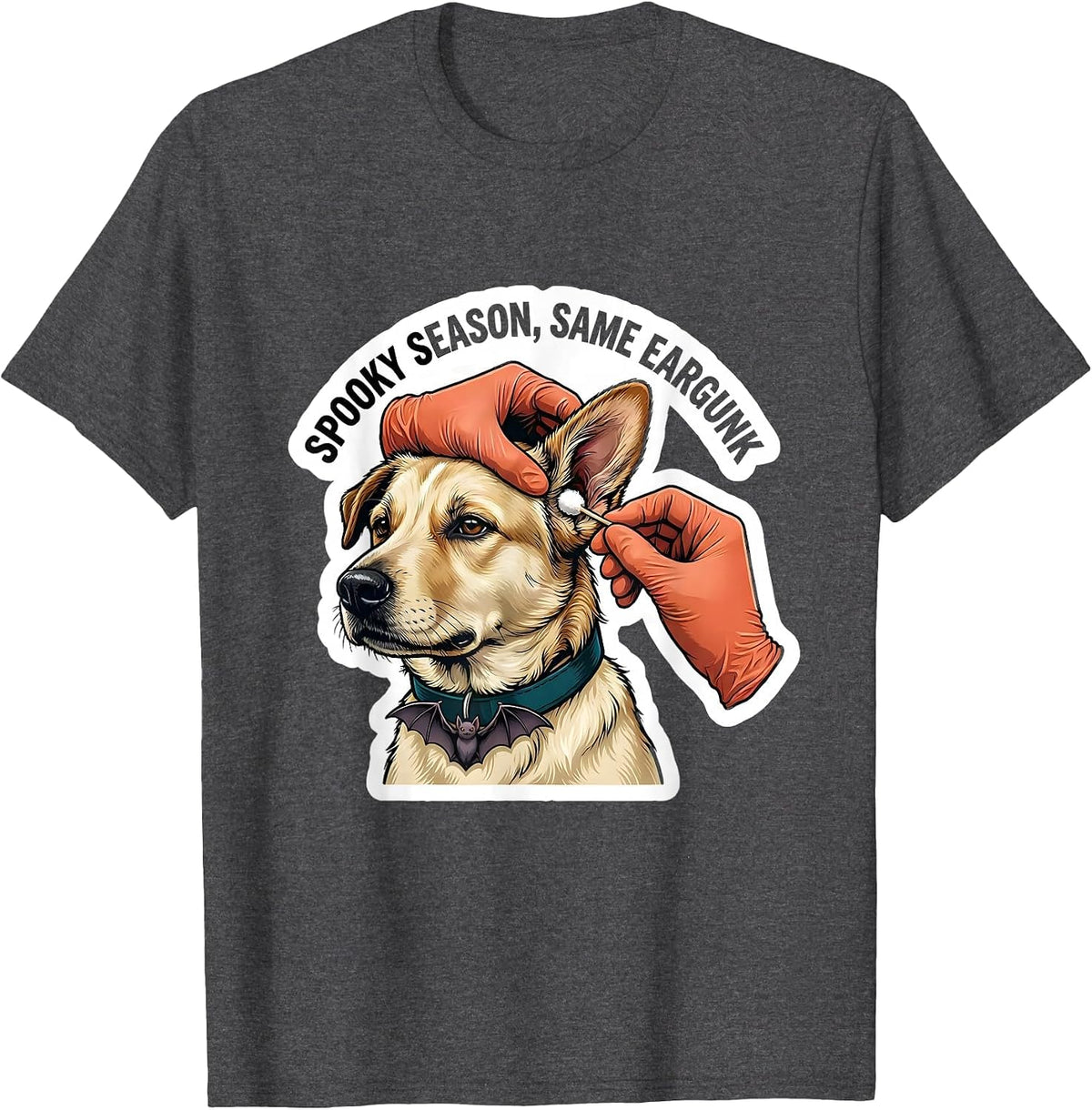 Men's Spooky Season Same Ear Gunk Funny Vet Tech Veterinary T-Shirt - Dark Heather Grey