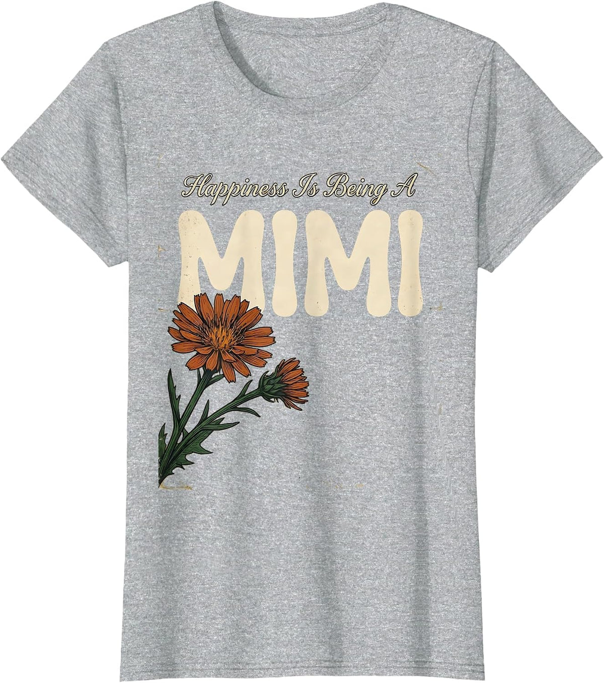Women's Happiness Is Being A Mimi Vintage Grandma Mother's Day T-Shirt - Heather Grey
