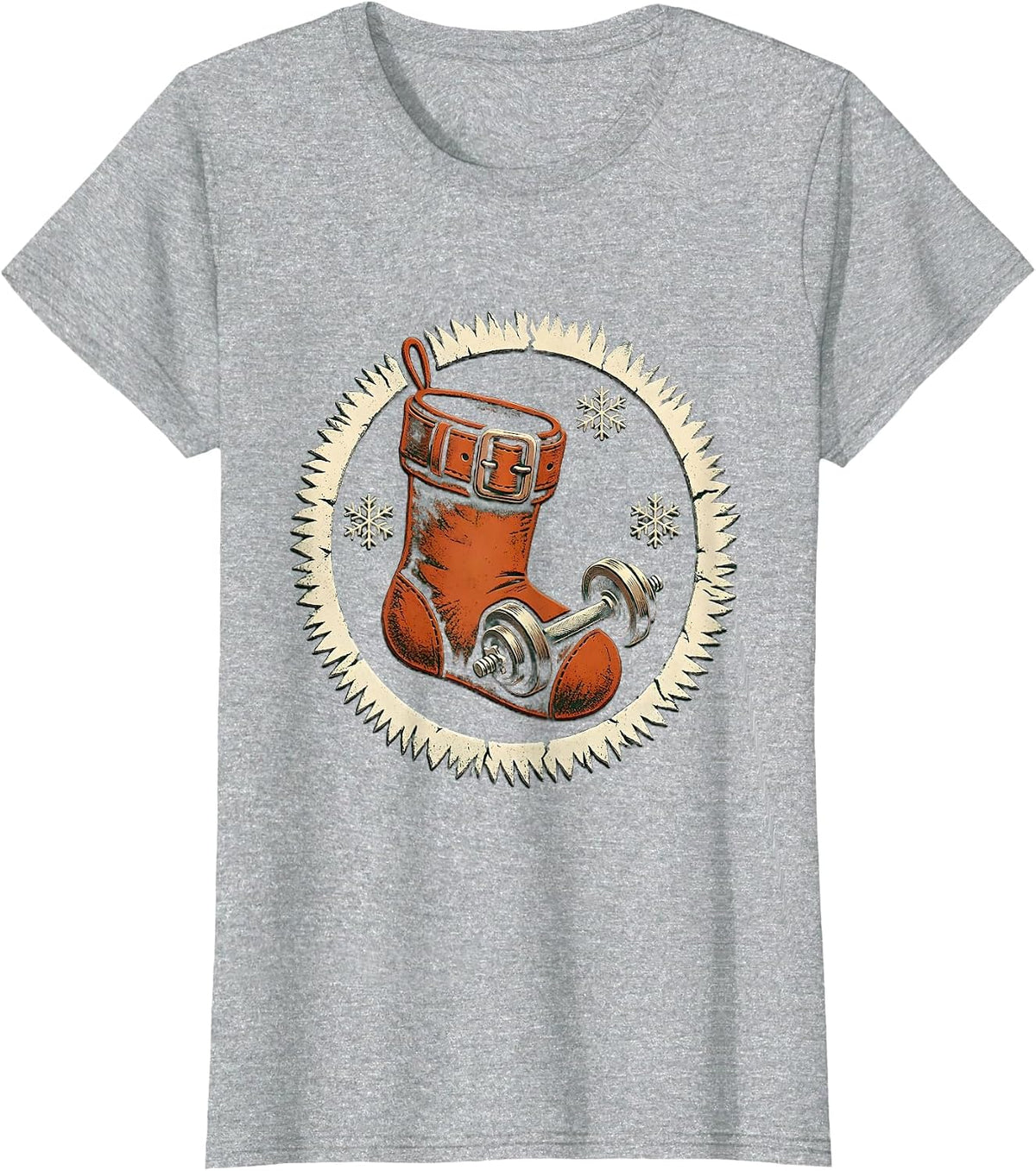 Women's Christmas Stocking Lifting Belt Gym Humor Fitness Gift T-Shirt - Heather Grey