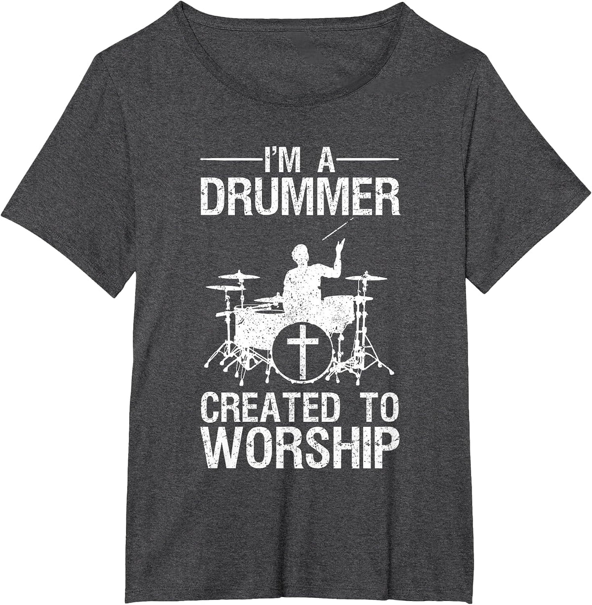 Funny Christian Drummer Art for Men Women Drum Player Lover T-Shirt - Dark Heather Grey