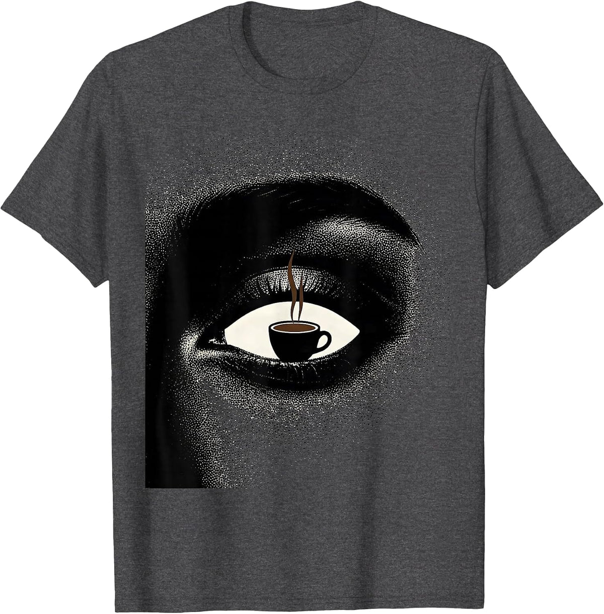 Closed Eye Coffee Dark Humor Gothic Raven Gift T-Shirt - Dark Heather Grey