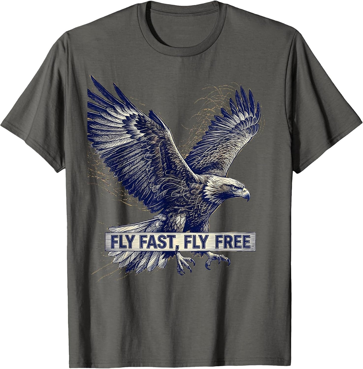 Godspeed Fly Fast Fly Free Aviation Design T-Shirt - Asphalt Grey