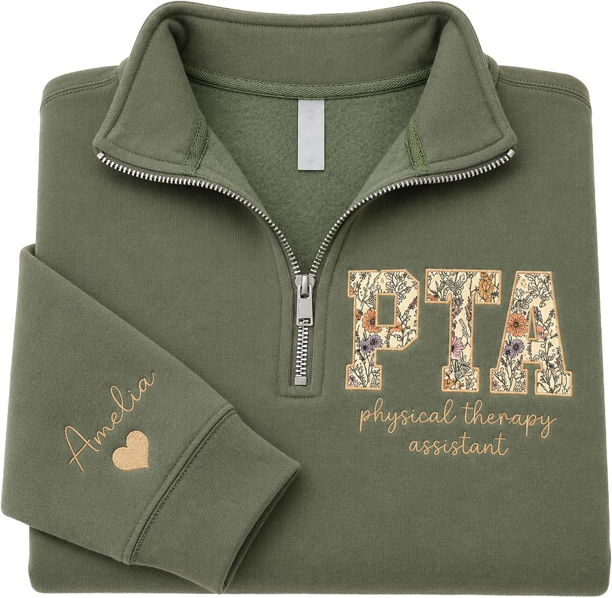 Custom Embroidered Physical Therapist Assistant Quarter Zip Sweatshirt, PTA Shirt for Women, PT Assistant Graduation Gifts -
