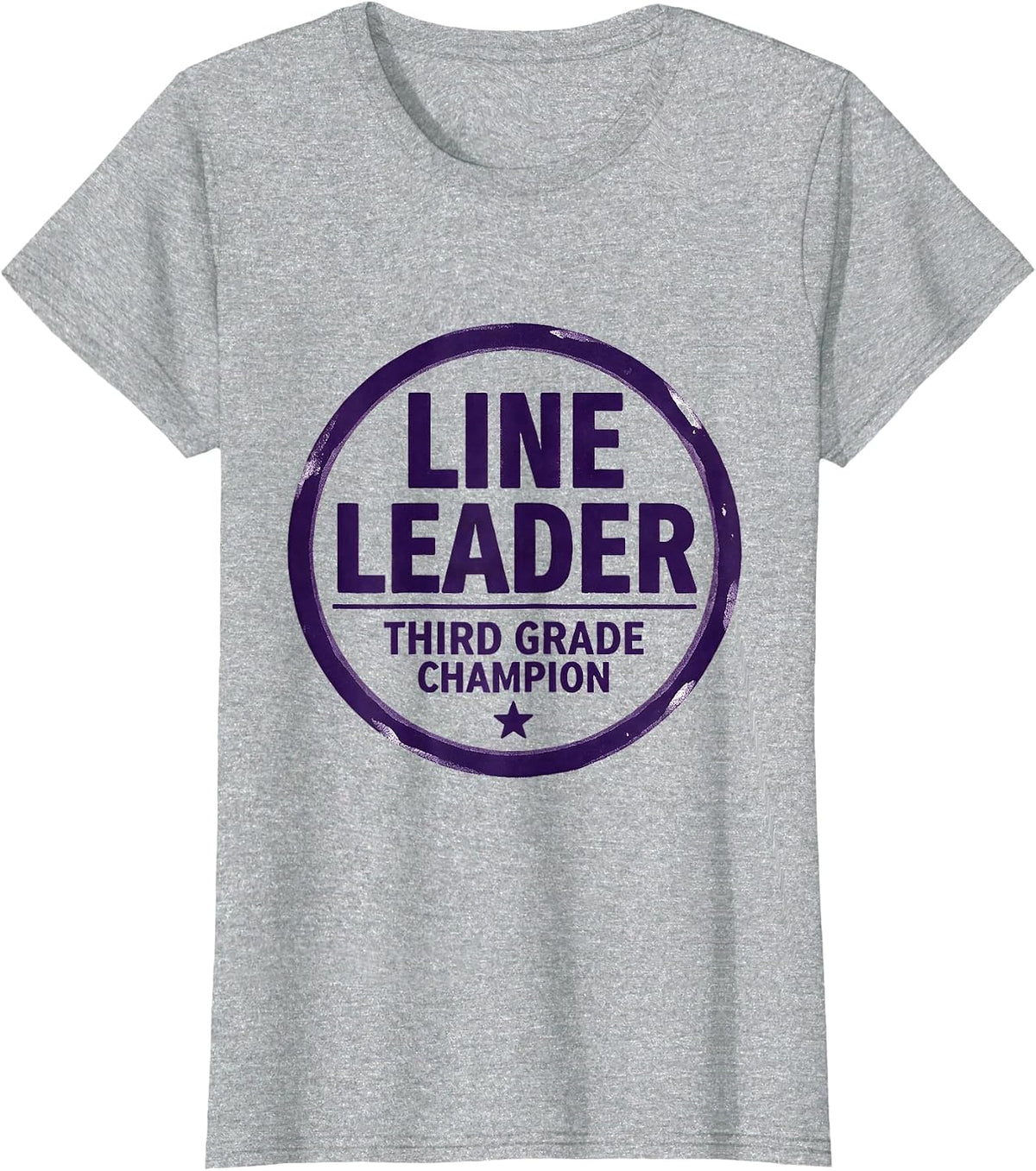Line Leader Third Grade Champion School Spirit Humor T-Shirt - Heather Grey