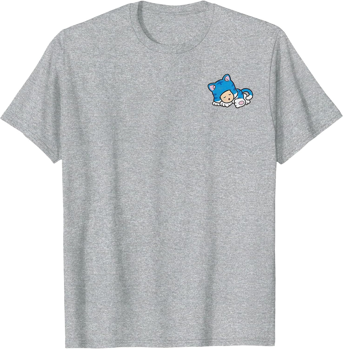 Super Mario 3D World Cat Toad Sleepy Faux Nintendo Pocket T-Shirt - Heather Grey