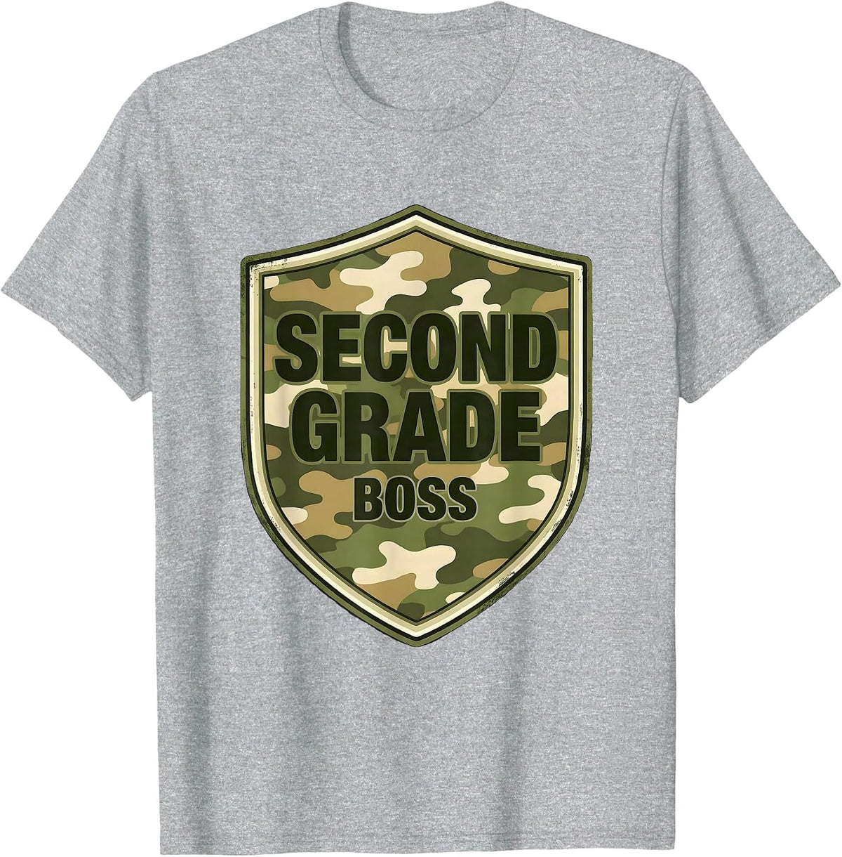 Men's Second Grade Boss Camo Back To School Boy Teacher First Day T-Shirt - Heather Grey
