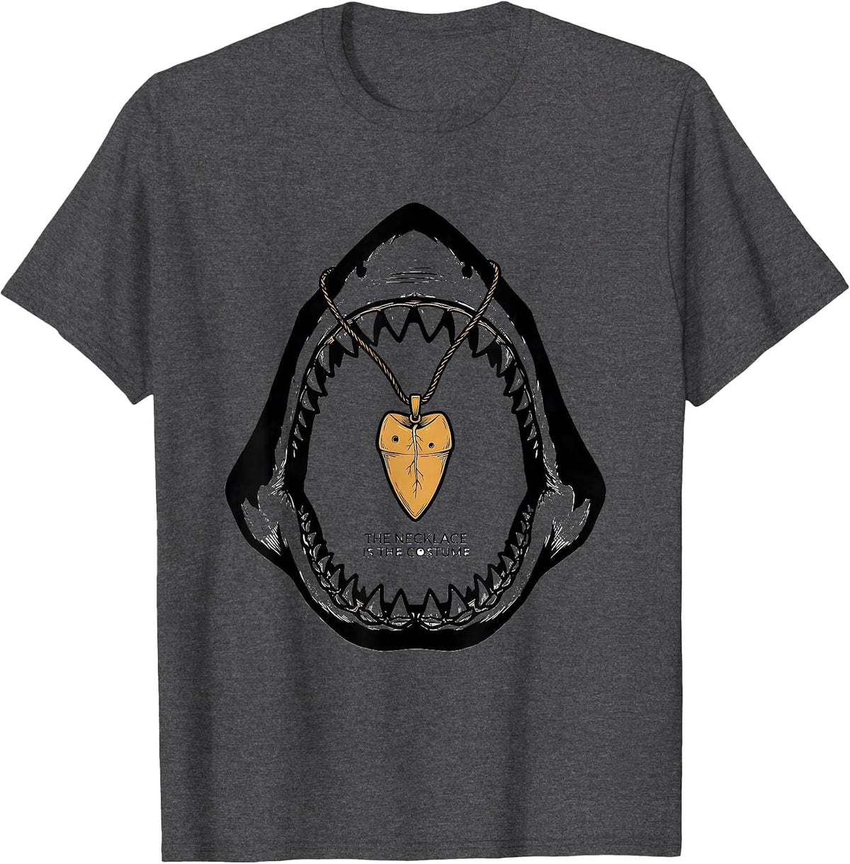 The Necklace Is The Costume Funny Shark Lover Wildlife Humor T-Shirt - Dark Heather Grey