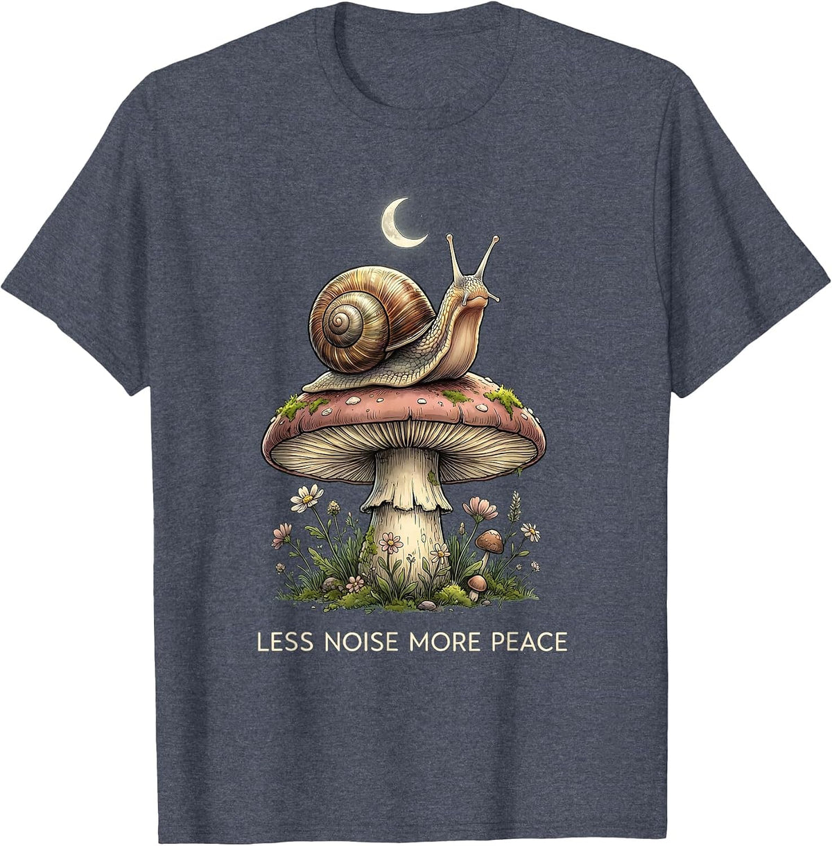 Less Noise More Peace Mindfulness Design T-Shirt - Heather Blue