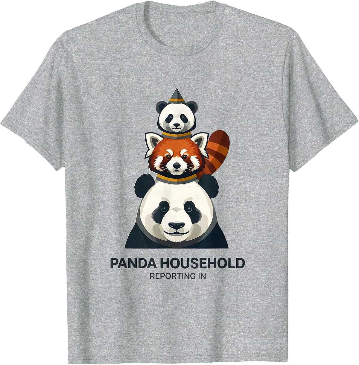 Men's Panda Household Reporting In Midcentury Modern Animal Lover T-Shirt - Heather Grey