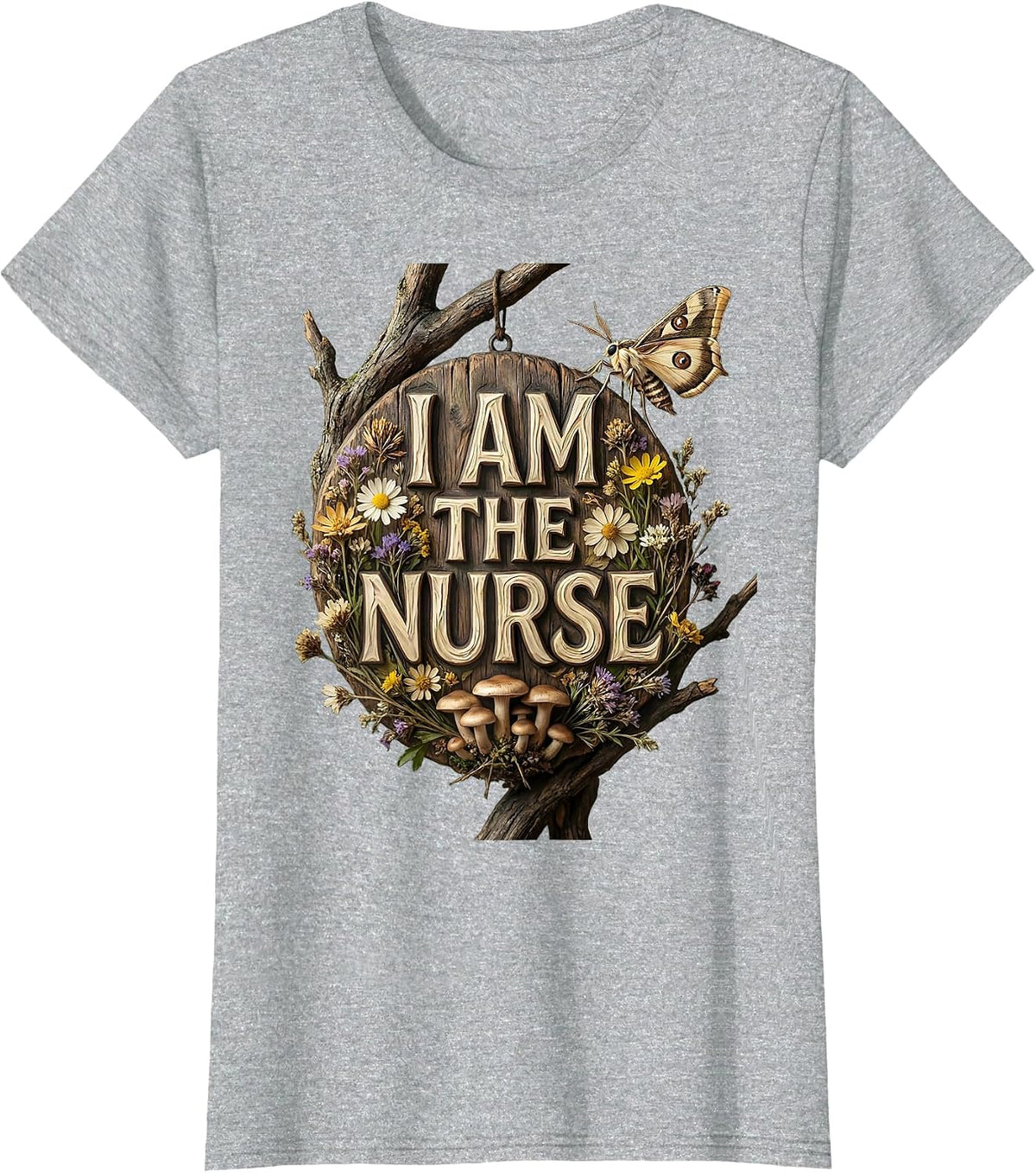I Am The Nurse Bold Graphic Design T-Shirt - Heather Grey