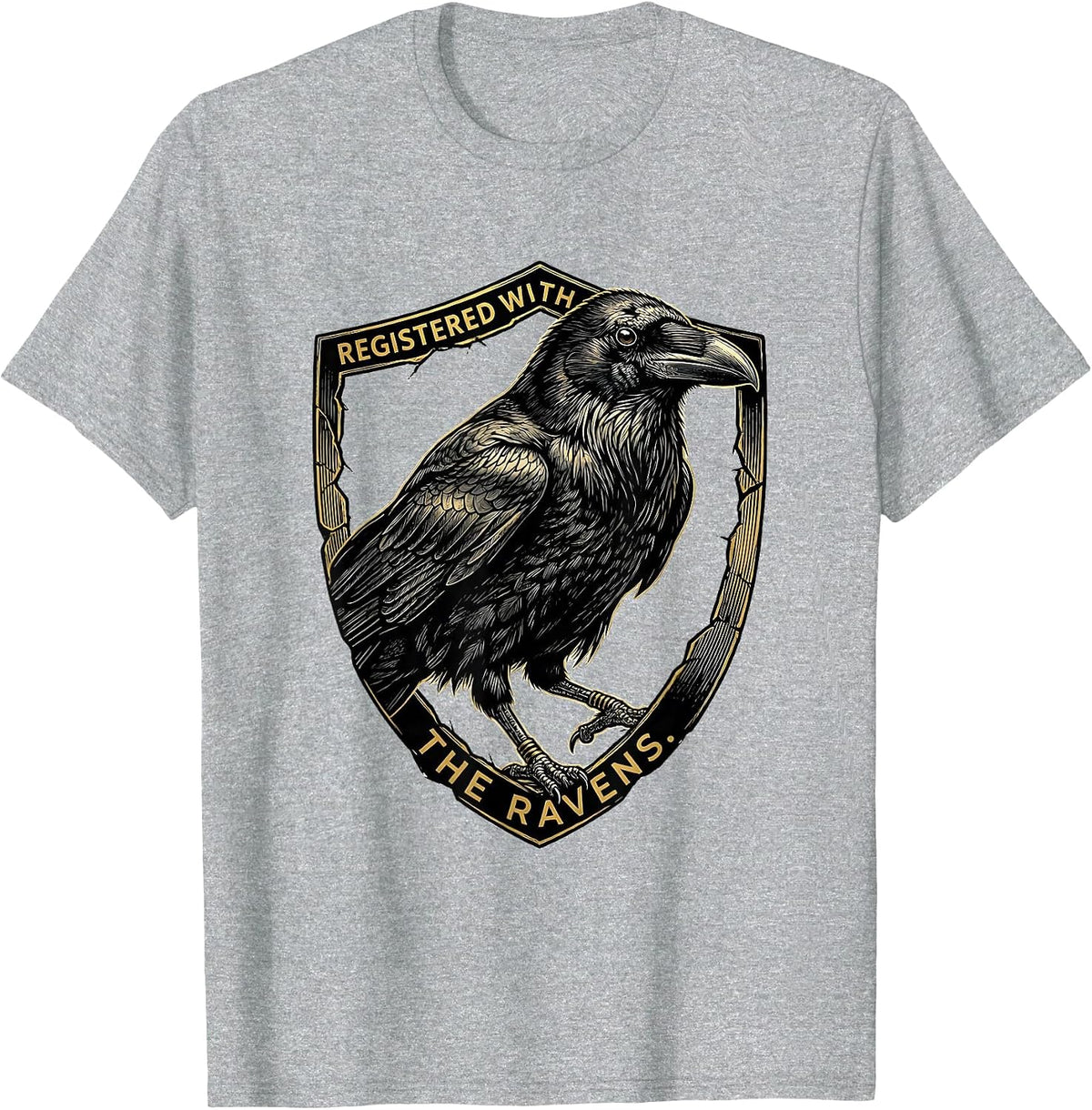Men's Registered With The Ravens Dark Humor Gothic Bird Lover T-Shirt - Heather Grey