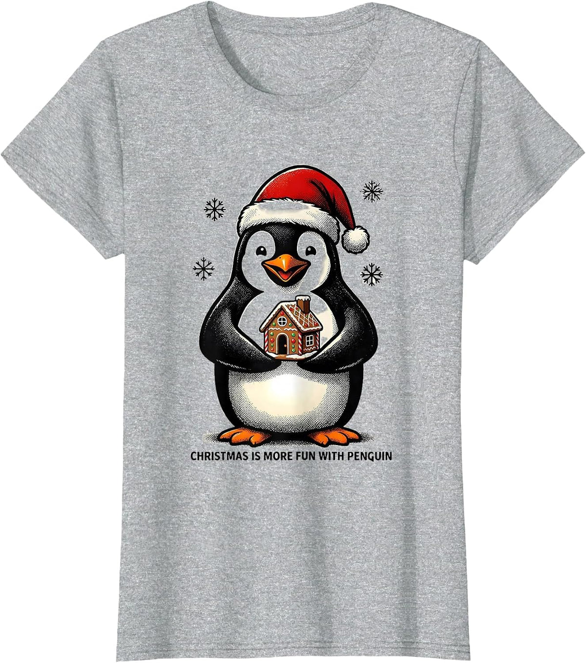 Christmas Is More Fun With Penguin Funny Penguin Lover T-Shirt - Heather Grey