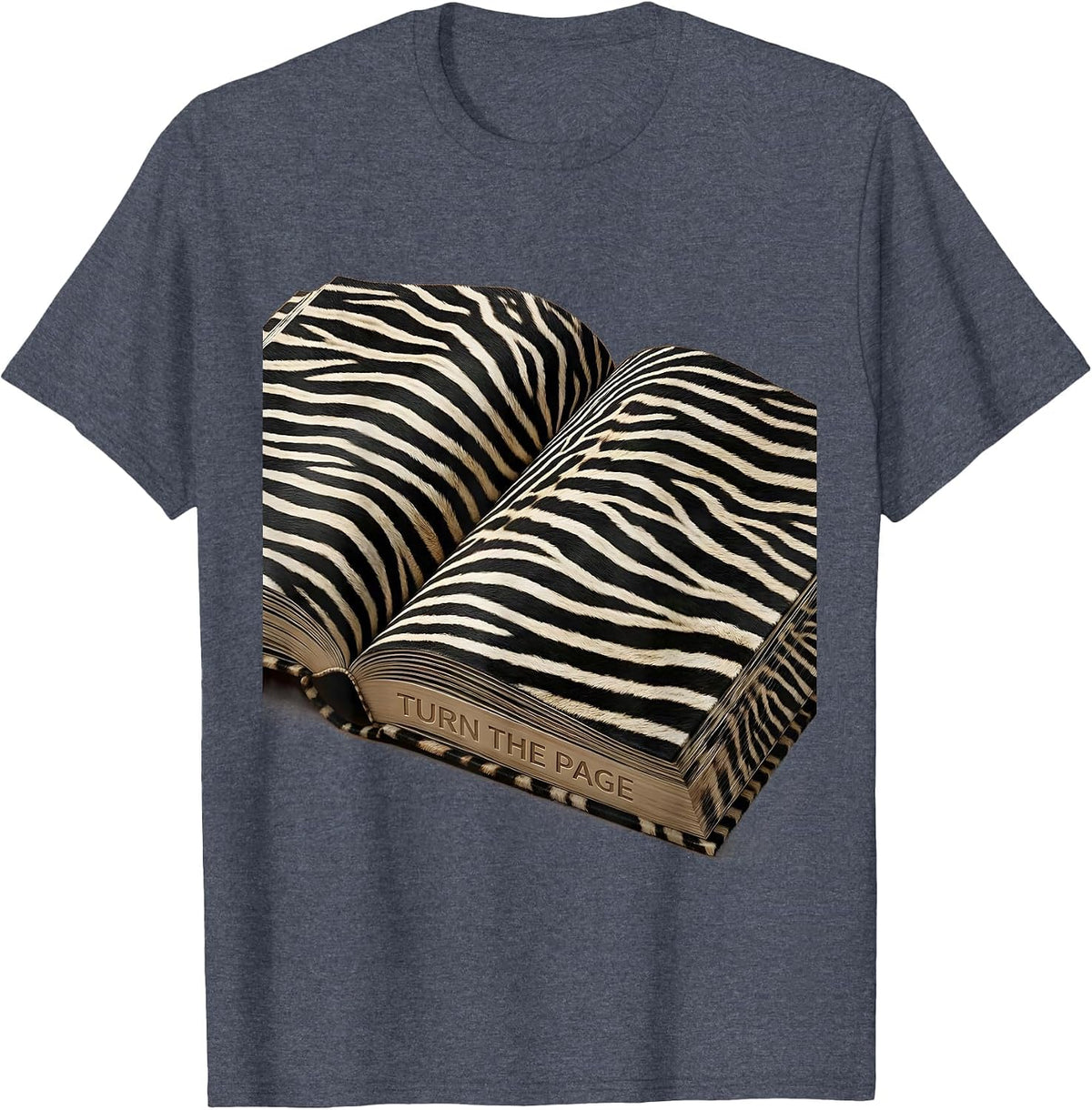 Turn the Page Book Lover Reading Design T-Shirt - Heather Blue