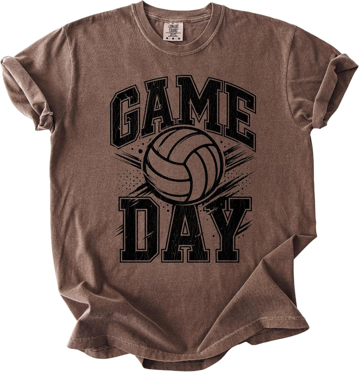 Volleyball T-Shirt, Vintage Game Day Graphic Tee, Retro Athletic Style - Espresso