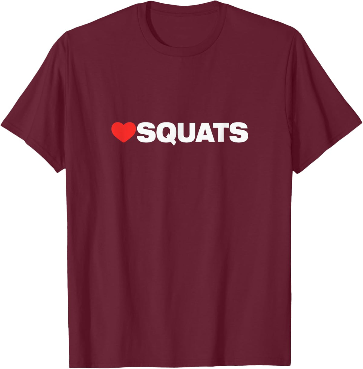 LOVE SQUATS, Minimalist Aesthetic, Like Heart Squats T-Shirt - Burgundy