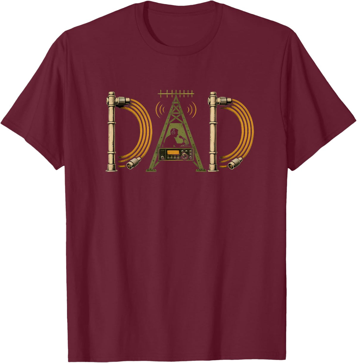 Ham Radio Dad Amateur Radio Operator Father's Day T-Shirt - Burgundy