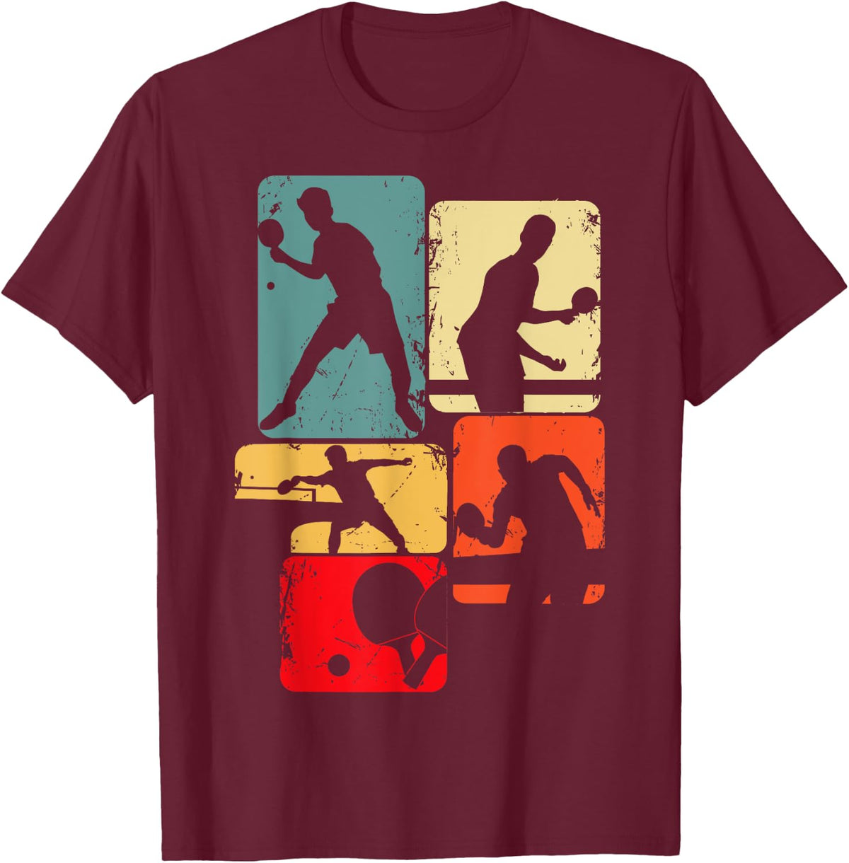 Table Tennis Ping Pong Youth Men Kids Boys T-Shirt - Burgundy