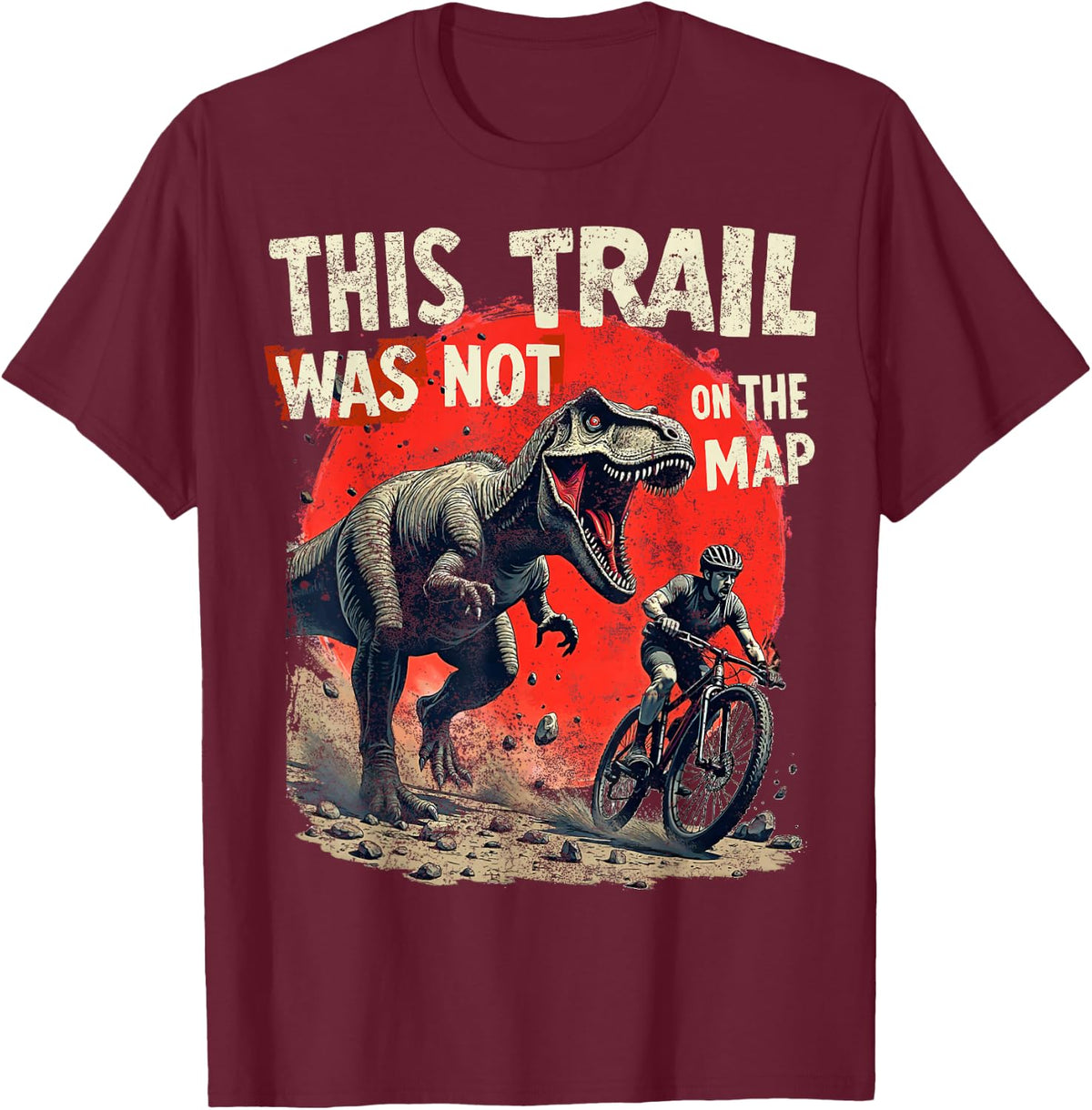 Funny Mountain Biker - Cycling Graphic T-Shirt - Burgundy