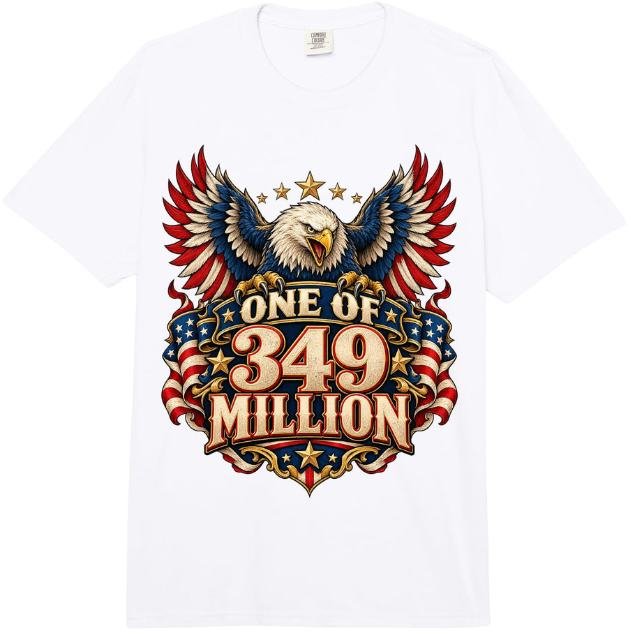 Majestic Bald Eagle One of 349 Million USA Art Comfort Colors Adult Heavyweight T-Shirt - Adult Unisex White