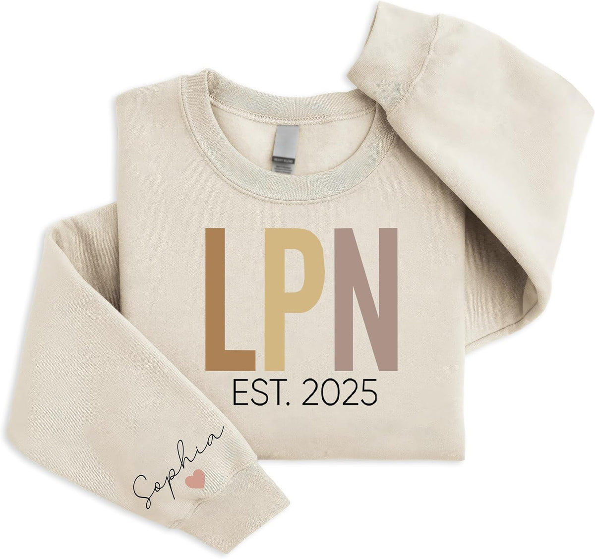 Custom LPN Sweatshirt with Name on Sleeve, Personalized Practical Nurse Crewneck Gift for Healthcare Clinic Nurse, Licensed